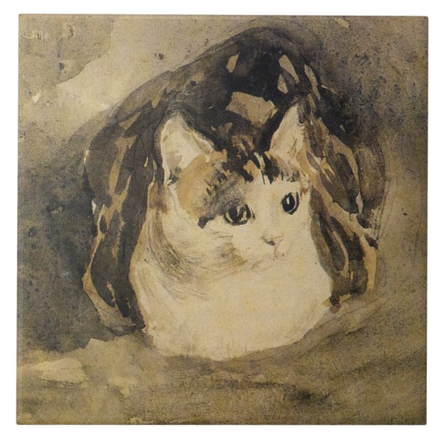 Die Katze (von Gwen John) Fliese (Vorderseite)