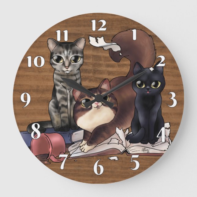 Die Katzen des Verfassers Große Wanduhr (Vorderseite)
