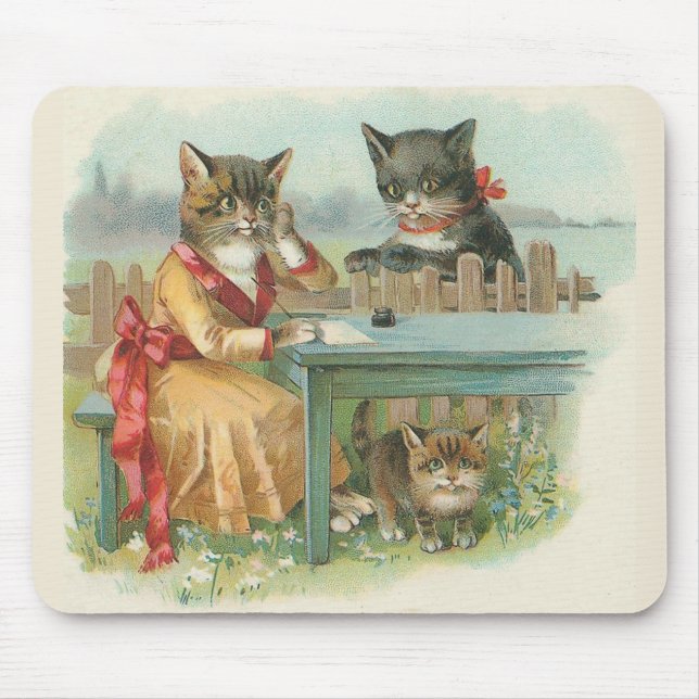 "Die Katzen-Familie" Vintages Mousepad (Vorne)