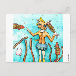 Die Katzen-Frau liebt sauber e Ohren! Postkarte