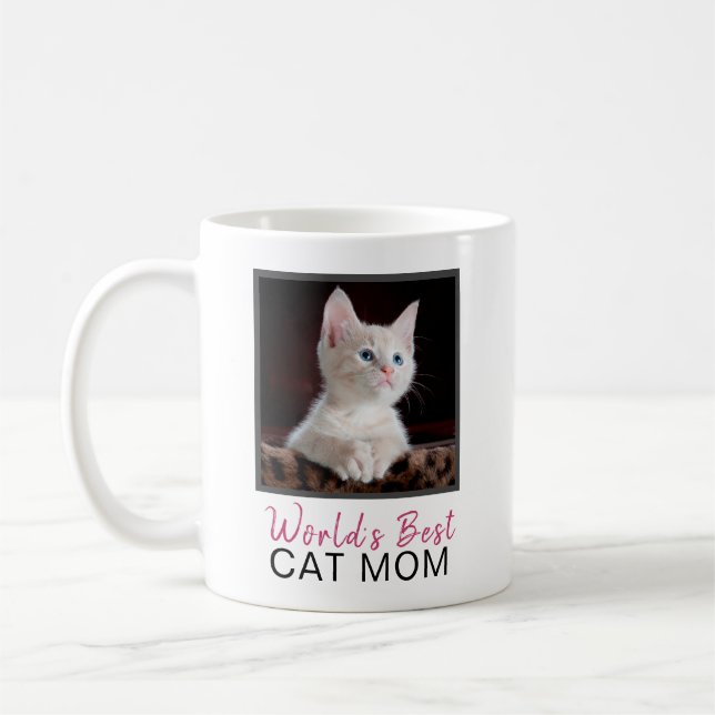 Die Katzen-Mama-Quadrat-Katzen-Foto der niedliche Kaffeetasse (Links)