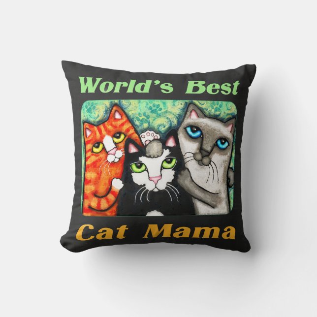 Die Katzen-Mama-Tafelkitty-Kissen der Welt bestes Kissen (Vorderseite)