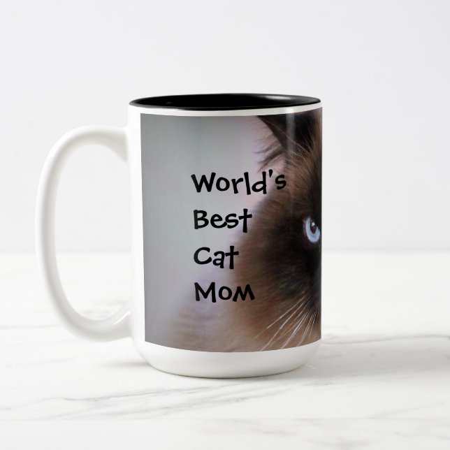Die Katzen-Mama-Tasse der Welt beste Zweifarbige Tasse (Links)
