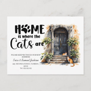 Die Katzen sind umgezogen! Ankündigungspostkarte