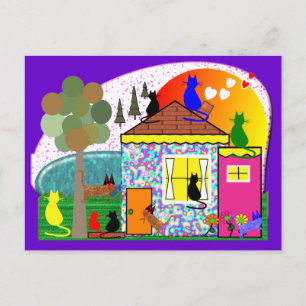 Die Katzen übernehmen das Haus Postkarte