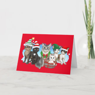 Die Katzen und die Crew Weihnachtskarte 5" x 7" Feiertagskarte