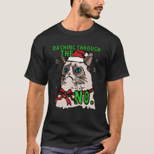Die Katzenjacke mit Weihnachtshut durch die Ohren T-Shirt