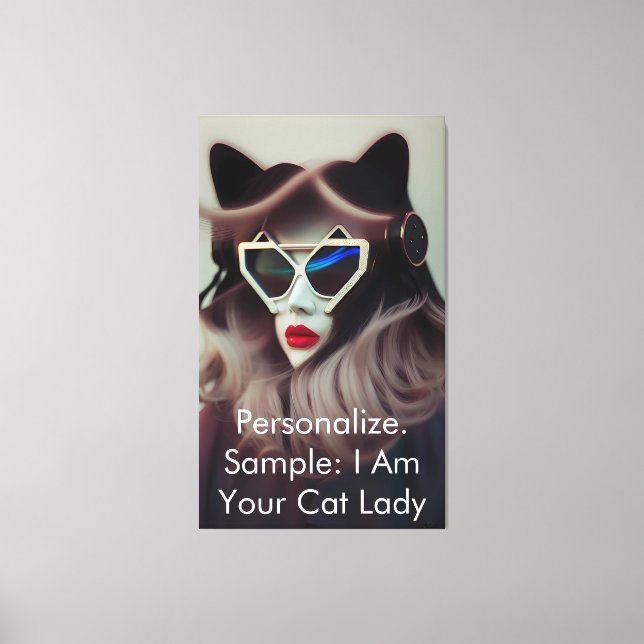 Die Katzenlady (Anpassbar) Leinwanddruck (Vorderseite)