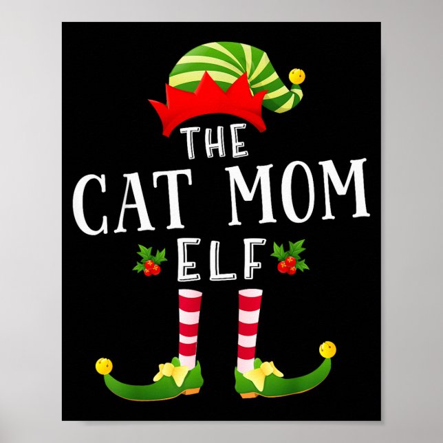 Die Katzenmutter-Elfe Weihnachten passende Pyjama  Poster (Vorne)