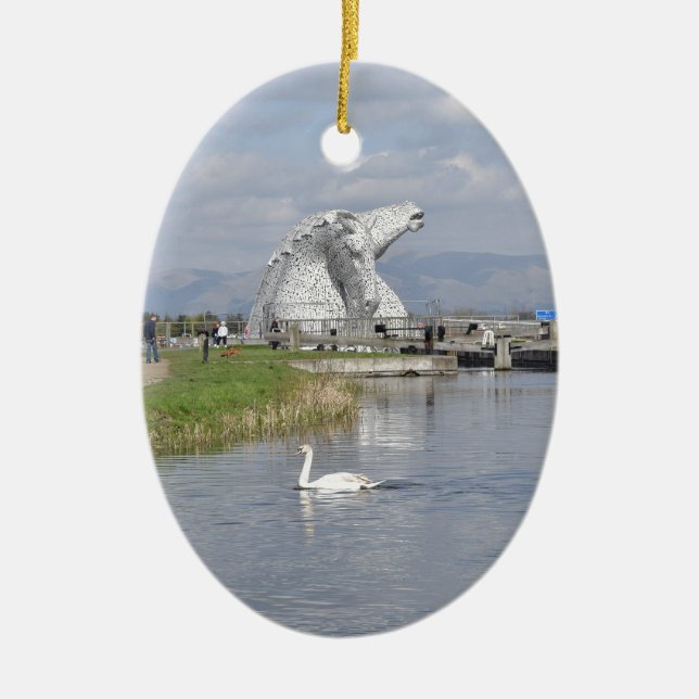 die Kelpies, Schneckenpark, Falkirk Keramik Ornament (Vorne)