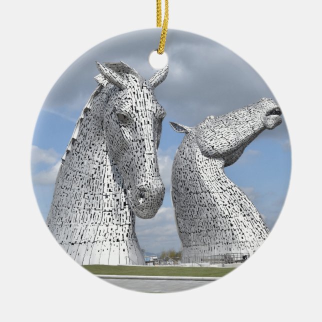 die Kelpies, Schneckenpark, Falkirk, Schottland Keramik Ornament (Vorne)