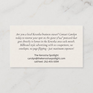 Die Kenosha Spotlight Business Card Visitenkarte