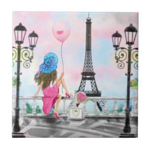 Die Keramik des Eiffelturms von Paris ist ein Gesc Fliese