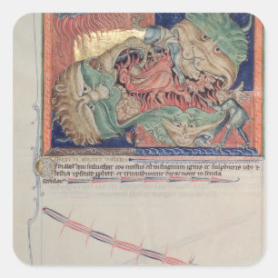 Die Kiefer der Hölle den roten Drachen schluckend Quadratischer Aufkleber