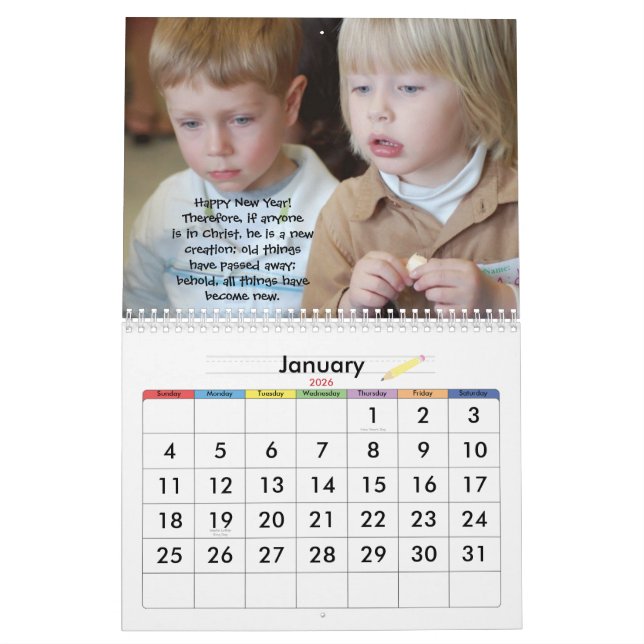 Die Kinder der ersten Kirche Kalender (Jan 2026)