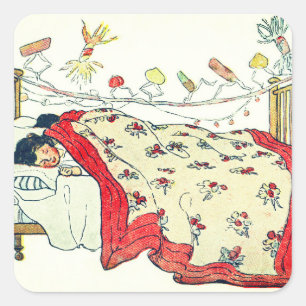 Die Kinder steckten alle in ihren Betten fest Quadratischer Aufkleber