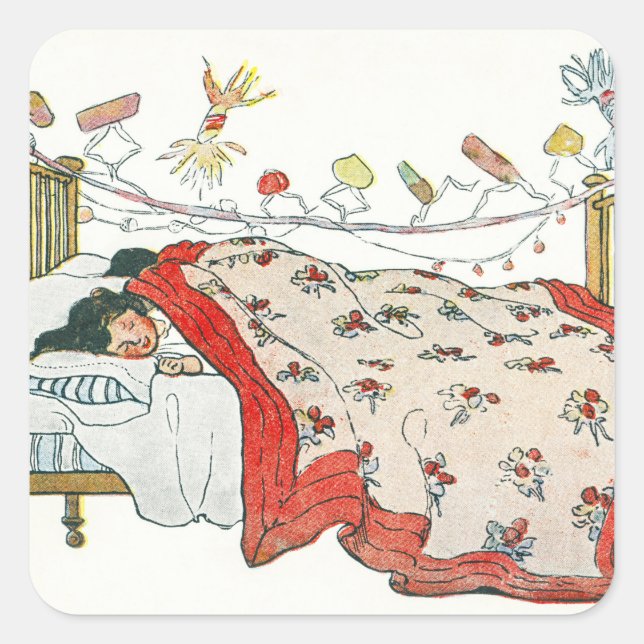Die Kinder waren alle in ihren Betten nistet Quadratischer Aufkleber (Vorderseite)
