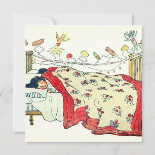 Die Kinder waren behaglich in ihren Betten geschmi Feiertagskarte