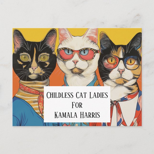 Die kinderlosen Katzen für Kamala Postkarte (Vorderseite)
