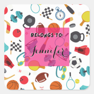 Die Kindersportarten sind individuell gestaltet Quadratischer Aufkleber