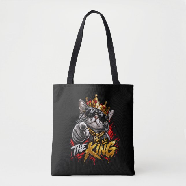 Die King Cool Katze Mit Krone Tragetasche (Vorderseite)