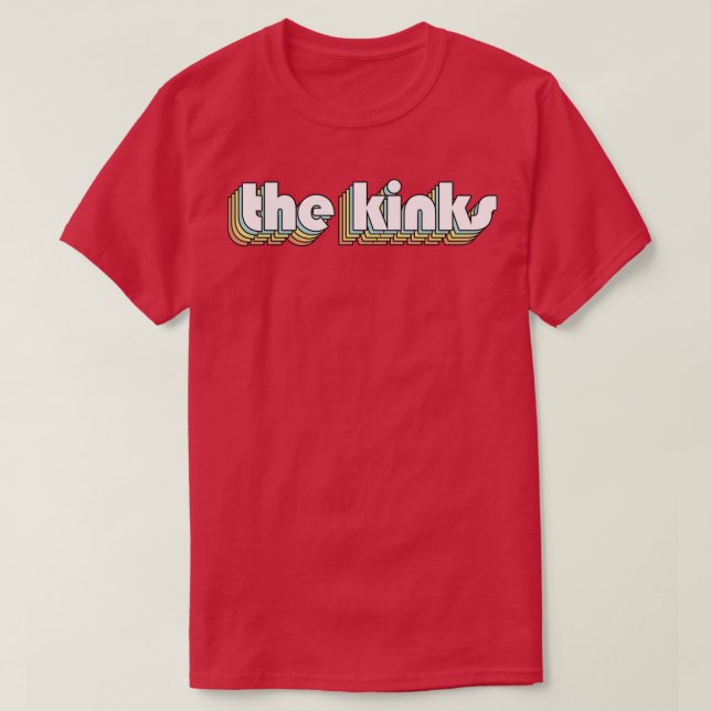 Die Kinks Retro Rainbow Typografie verblasst Stil T-Shirt (Design vorne)
