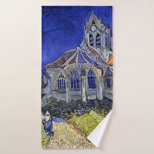 Die Kirche in Auvers, Van Gogh Badehandtuch (Badehandtuch)