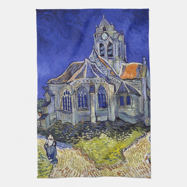 Die Kirche in Auvers, Van Gogh Geschirrtuch (Vertikal)