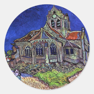 Die Kirche in Auvers von Vincent van Gogh 1890 Runder Aufkleber