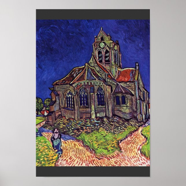 Die Kirche von Auvers-Sur-Oise von Vincent Van Poster (Vorne)