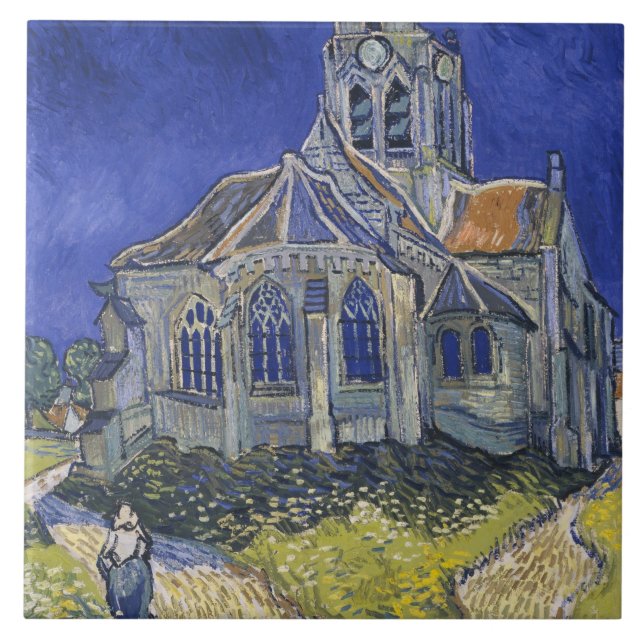Die Kirche von Auvers von Vincent van Gogh Fliese (Vorderseite)