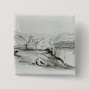 Die Kirche von San Francisco, Valparaiso, 1834 Button