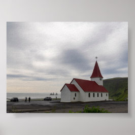 Die Kirche von Vik in Island Poster