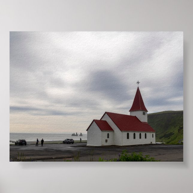 Die Kirche von Vik in Island Poster (Vorne)