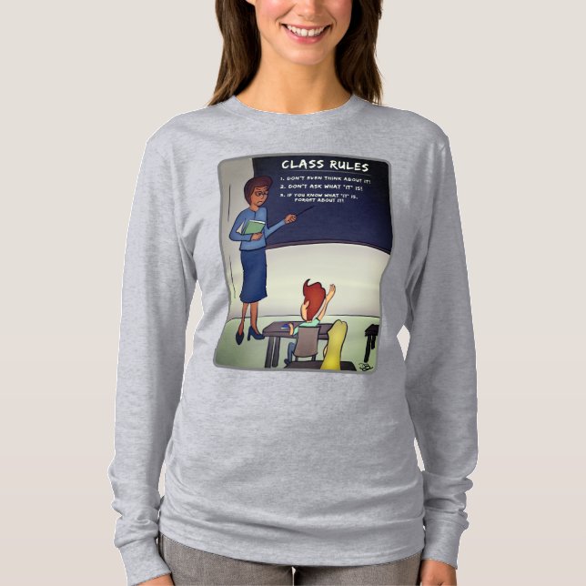 Die Klasse regiert den grauen, langlebig geschlach T-Shirt (Vorderseite)