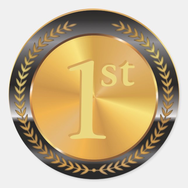 Die klassische Goldmedaille ist individuell einste Runder Aufkleber (Vorderseite)