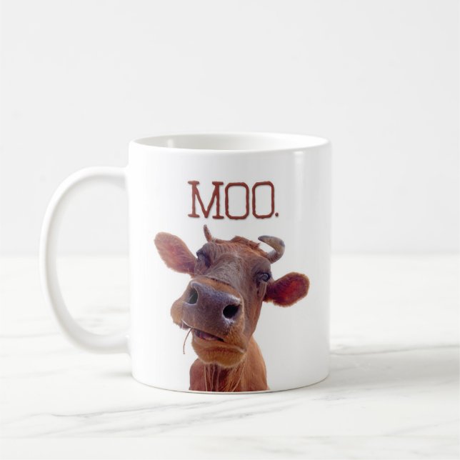 Die klassische Kuh "MOO" lustig Kaffeetasse (Links)