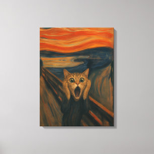 Die klassische Kunstparodie der schreienden Katze, Leinwanddruck