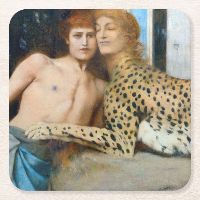Die Kleider, Fernand Khnopff Rechteckiger Pappuntersetzer (Vorderseite)