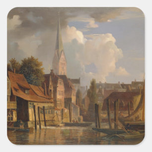 Die Kleine Alster 1842, 1842 Quadratischer Aufkleber