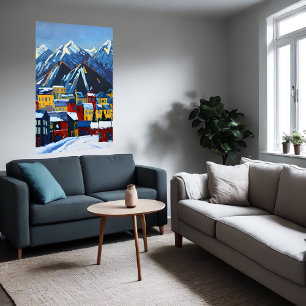 Die kleine amerikanische Stadt im Gebirge   Art de Poster