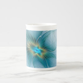 Die kleine Beauty Modern Blue Gold Fraktal Blume Prozellantasse