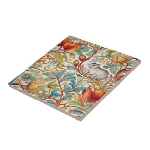 Die kleine Maus auf den Blätter Fliese