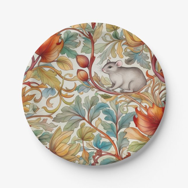 Die kleine Maus auf den Blättern Pappteller (Vorderseite)