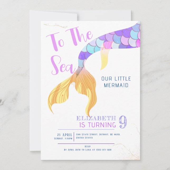 Die kleine Meerjungfrau-Geburtstagspartei Einladung (Vorderseite)