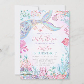 Die kleine Meerjungfrau unter dem Meer zum Geburts Einladung
