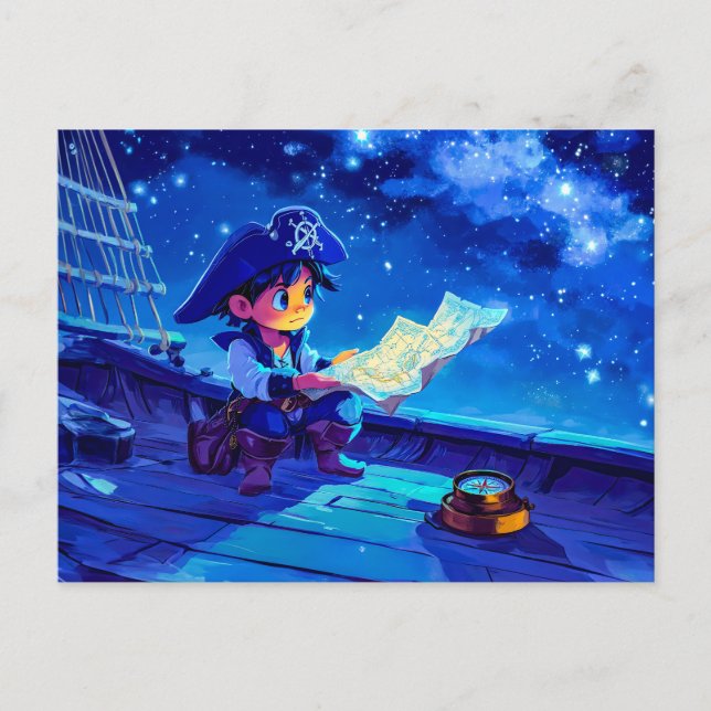 Die kleine Piratenschifffahrt durch Sterne und Kom Postkarte (Vorderseite)