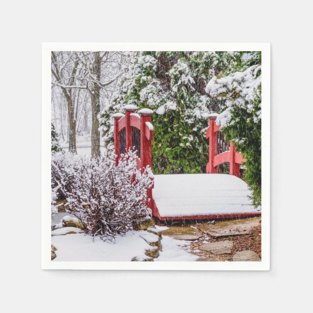 Die kleine rote Brücke Serviette (Vorderseite)
