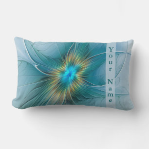 Die kleine Schönheit Modern Blau Gold Fraktal Name Lendenkissen