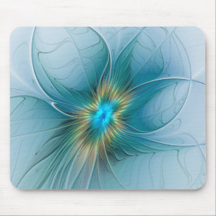 Die kleine Schönheit Moderne Blaue Goldene Fraktal Mousepad
